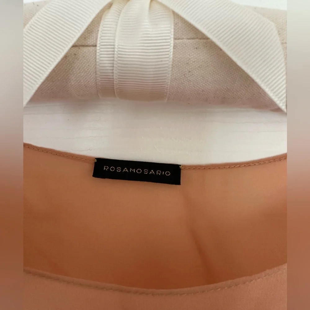 Rosamosario 100% Silk Georgette Oversized Cut Italian Silk Nude Tan Top Tee - Picture 4 of 12
